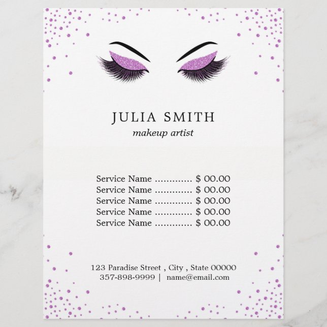 Flyer Maquillaje con efecto purpurina (Frente)