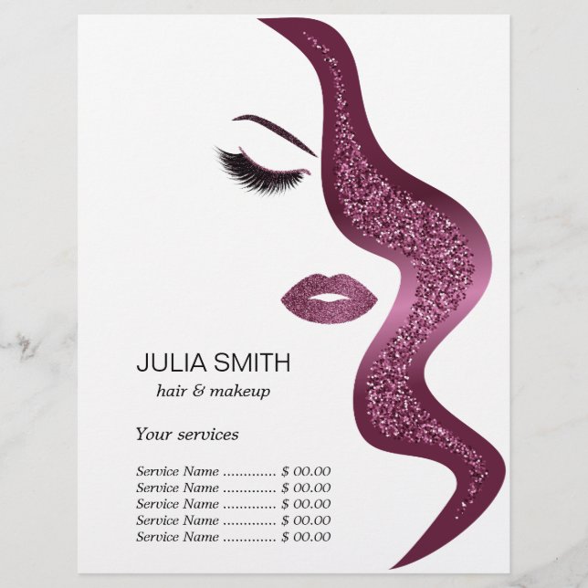 Flyer Maquillaje con efecto purpurina (Frente)