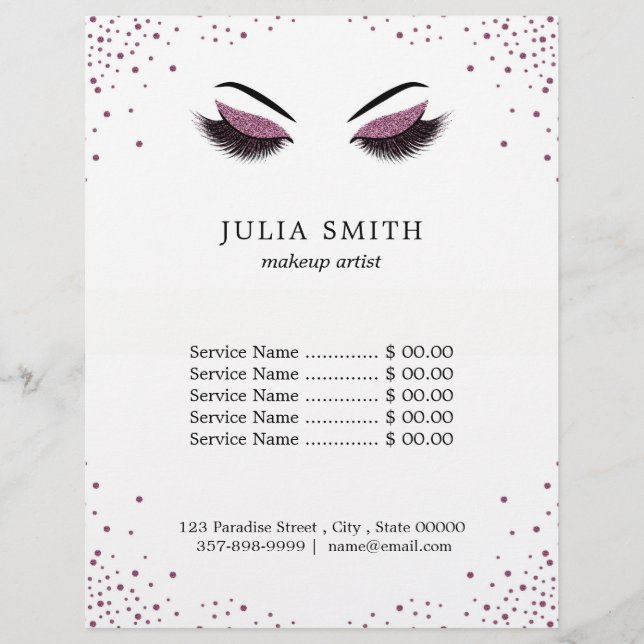 Flyer Maquillaje con efecto purpurina (Frente)