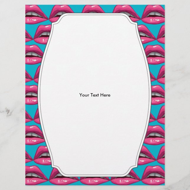 Flyer Maquillaje de labios rosados de arte pop (Frente)