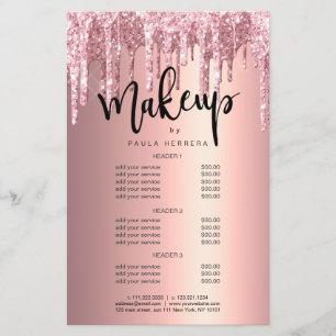Flyer Maquillaje elegante con destellos de rosa oro y co