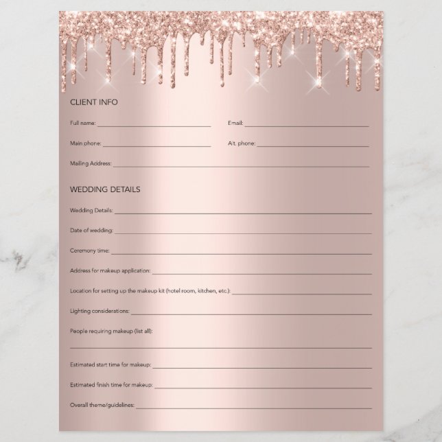Flyer Maquillaje Formulario de Consulta de Novias Rosa D (Atrás)
