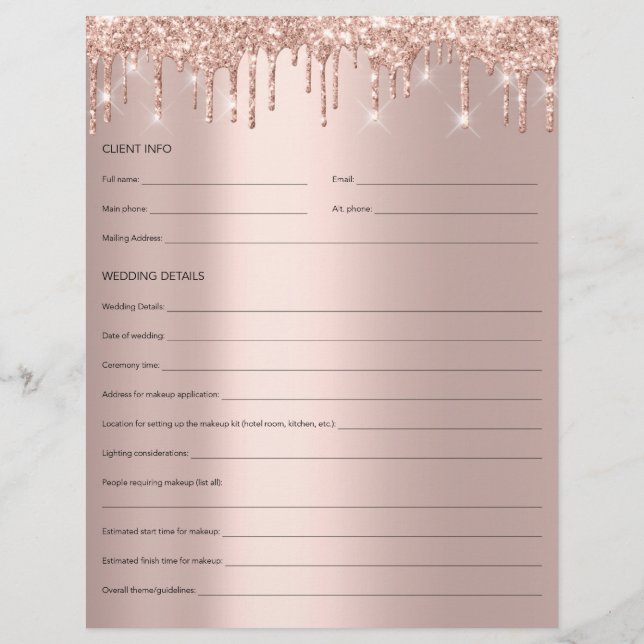 Flyer Maquillaje Formulario de Consulta de Novias Rosa D (Atrás)