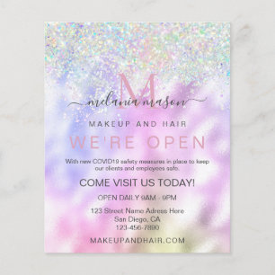 Flyer Maquillaje Metalizado Brillante Holográfico Elegan