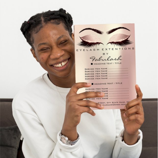 Flyer Maquillaje Salón De Belleza Purpurina Rosado Volan (Makeup Beauty Salon Pink Glitter Flyer Blush Lash)