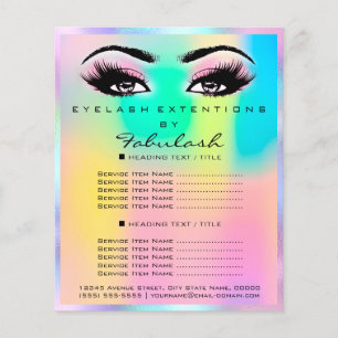 Flyer Maquillaje Salón de Belleza Rosa Purpurina Hologra