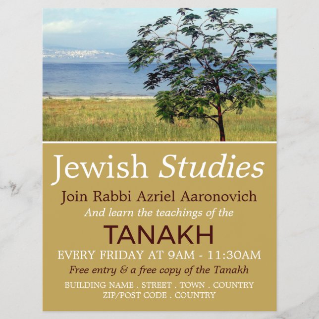 Flyer Mar de Galilea, Israel, Judaísmo, Estudios Judíos (Frente)