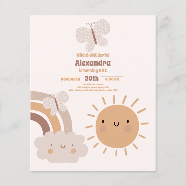 Flyer Maravilloso y salvaje primer cumpleaños (Frente)