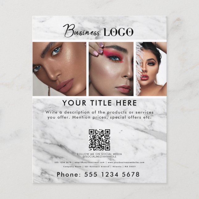 Flyer Marble de salón de uñas de belleza promocional de  (Frente)