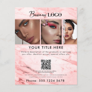 Flyer Marble rosa de las uñas del pelo de belleza promoc