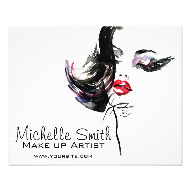 Flyer Marca de artista de maquillaje facial de color agu (Frente)
