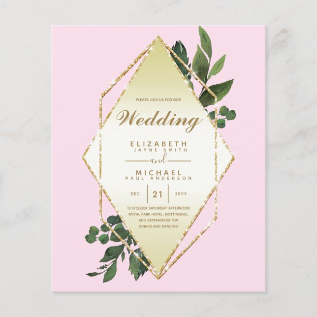 Flyer Marco de verde para las invitaciones a la boda del (Frente)