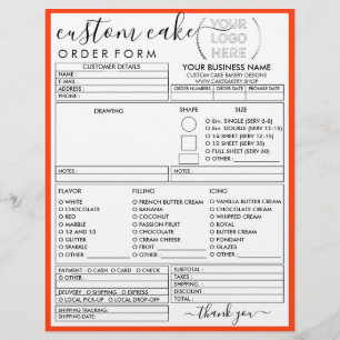 Flyer Marco naranja Formulario de pedido de pastelería m