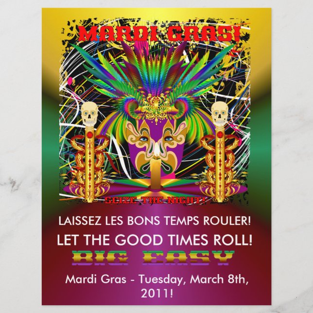 Flyer Mardi Gras Witch Médica-Skull V-3-T (Frente)