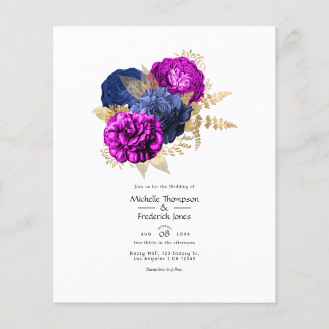Flyer Marina Magenta y Boda floral de oro (Frente)