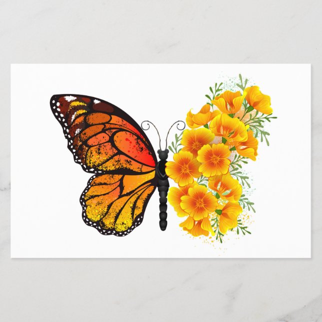 Flyer Mariposa Flor con Amapola de California Amarilla (Frente)