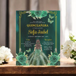 Flyer Mariposa Floral Esmeralda Verde Oro Quinceanera<br><div class="desc">Celebra un mágico hito con una impresionante invitación a Quinceañera de Floral Emerald Green y Butterfly de oro. Con vibrantes tonos verde esmeralda y delicados acentos dorados, este elegante diseño está adornado con hermosos patrones florales y mariposas extravagantes, que simbolizan el crecimiento y la transformación. Perfecto para una sofisticada quinceañera...</div>