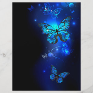 Flyer Mariposa Morpho en fondo oscuro