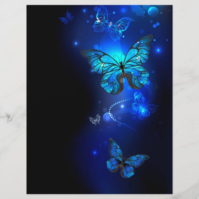 Flyer Mariposa Morpho en fondo oscuro (Frente)