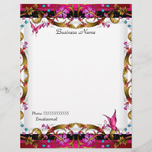 Flyer Mariposa negra rosa de oro floral elegante