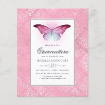 Mariposa rosa brillante Quinceañera