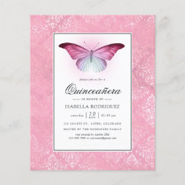 Flyer Mariposa rosa brillante Quinceañera
