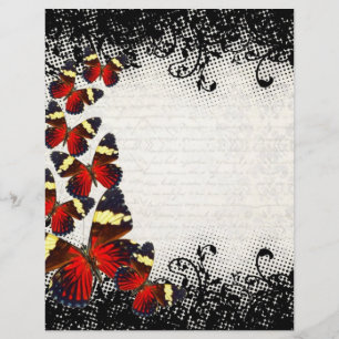 Flyer Mariposas rojas en cordón negro