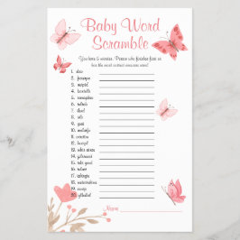 Flyer Mariposas rosadas de juego de cramble de Baby Show