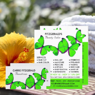 Flyer Mariposas verdes, esteticista, anuncio de salón de