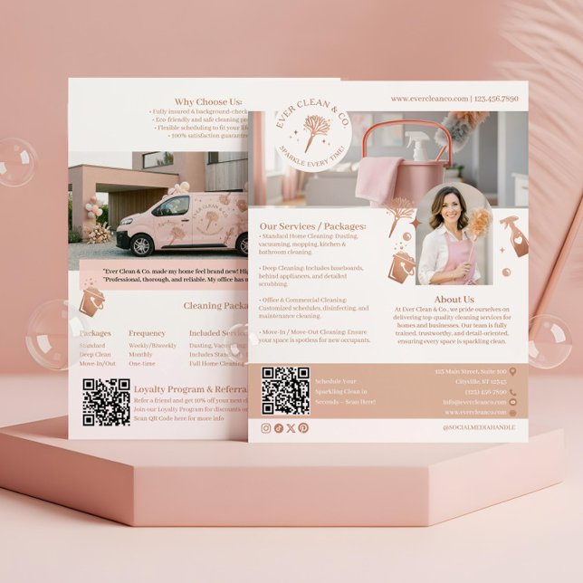 Flyer Marketing de Limpieza de Casas Profesional Chic Mo (Modern Chic Professional House Cleaning Marketing Flyer)