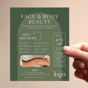 Flyer Marketing de Salón de Belleza Boho Verde Moderno