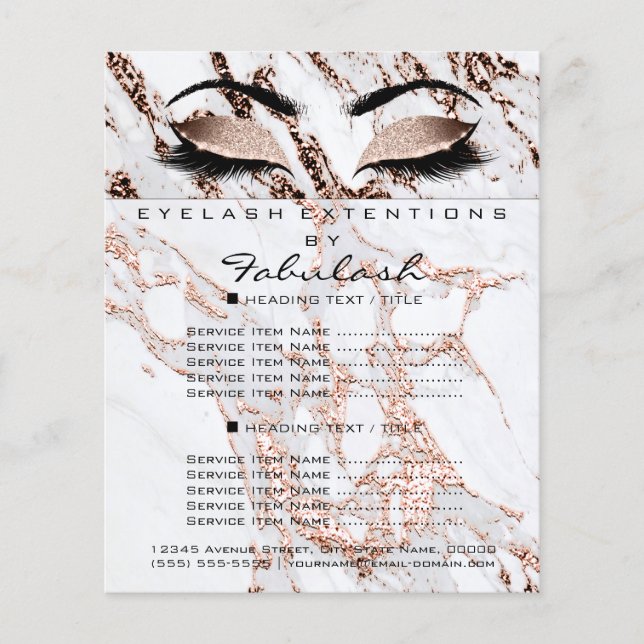 Flyer Mármol del Purpurina del salón de belleza del arti (Frente)