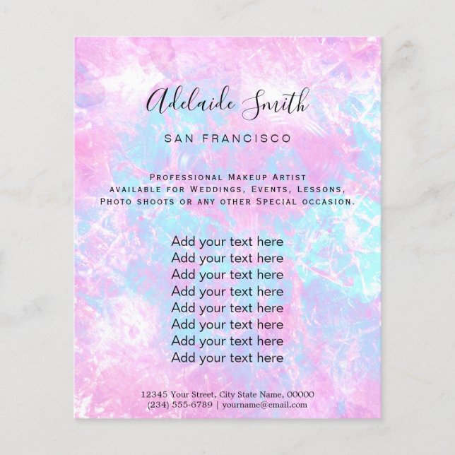 Flyer mármol rosa pálido azul pastel (Frente)