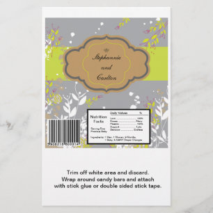 Flyer Marrón y Gris Envoltura de Caramelo Grande Floral 