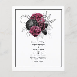 Flyer Marsala, Boda gótico floral negro y plateado