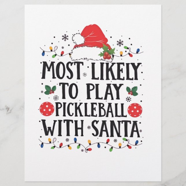 Flyer Más Propenso a Jugar Pickleball con Santa  (Frente)