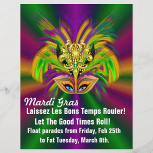 Flyer Máscara de Mardi Gras La Reina