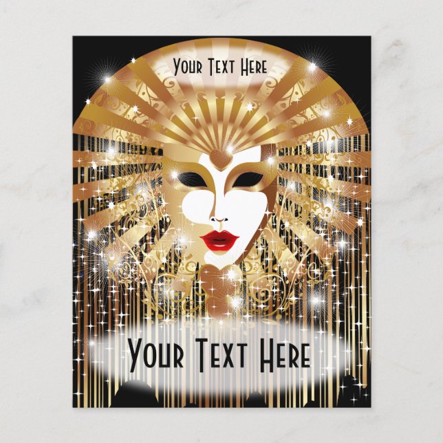 Flyer Máscara Fiesta del Carnaval de Venecia Dorada (Frente)