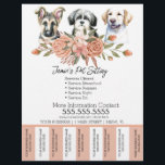 Flyer Mascota de acuarela Perro de negocios Lágrima de t<br><div class="desc">Volantes modernos para Mascotas con perros acuarelas y flores</div>