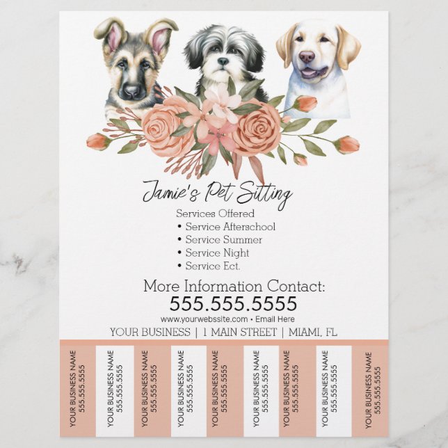 Flyer Mascota de acuarela Perro de negocios Lágrima de t (Frente)