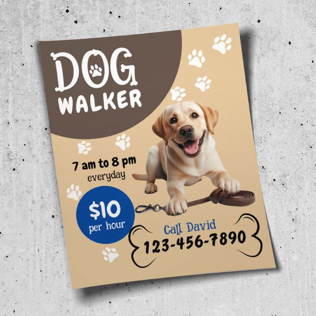 Flyer Mascota de Paseo Perro sentado feliz Labrador recu (Subido por el creador)