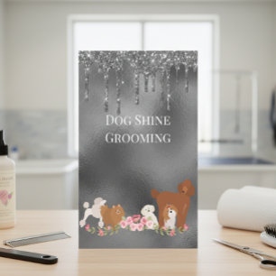 Flyer Mascota de perro Grooming Sitting Purpurina de neg