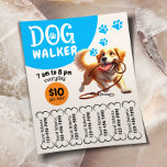 Flyer Mascota de The Dog Walker Sentado Happy Dog Walkin<br><div class="desc">Mascota De Caminadores De Perro Sentado Perro Feliz Morder Sus Volantes De Piernas.</div>