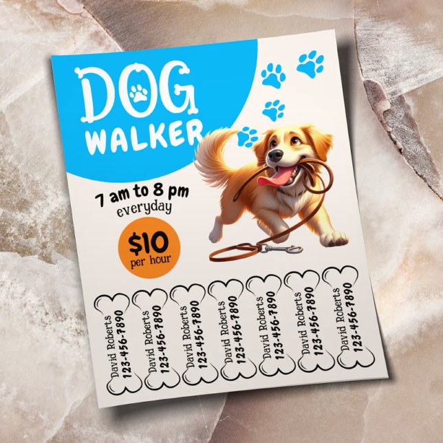 Flyer Mascota de The Dog Walker Sentado Happy Dog Walkin (Subido por el creador)