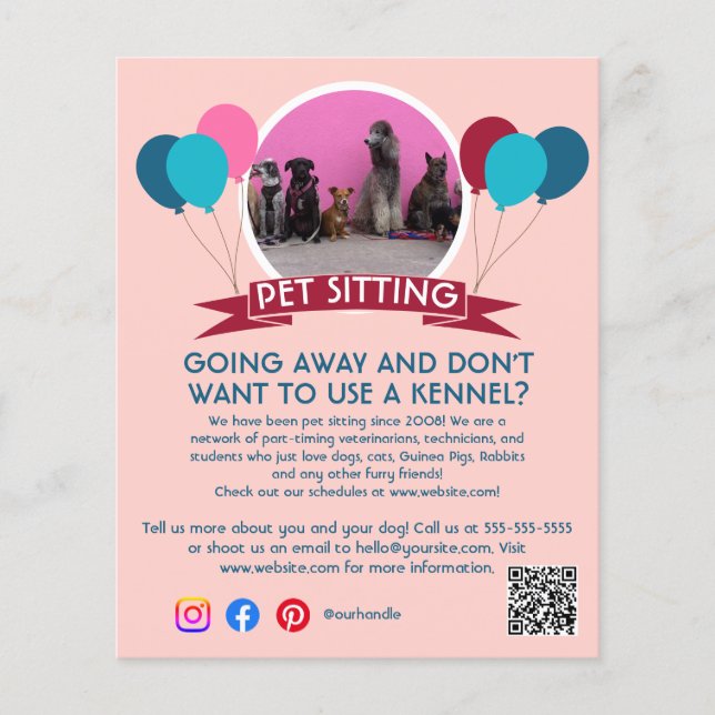 Flyer mascota del caminante del perro mascota de sentado (Frente)