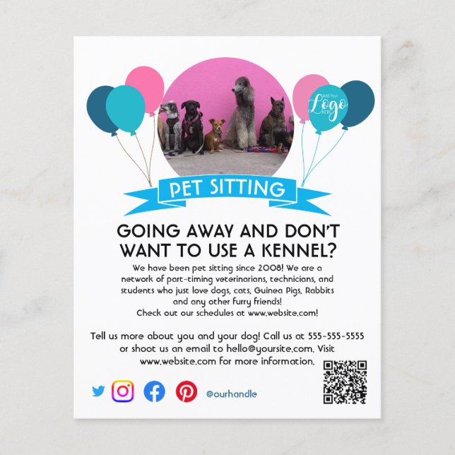 Flyer mascota del caminante del perro mascota de sentado (Frente)