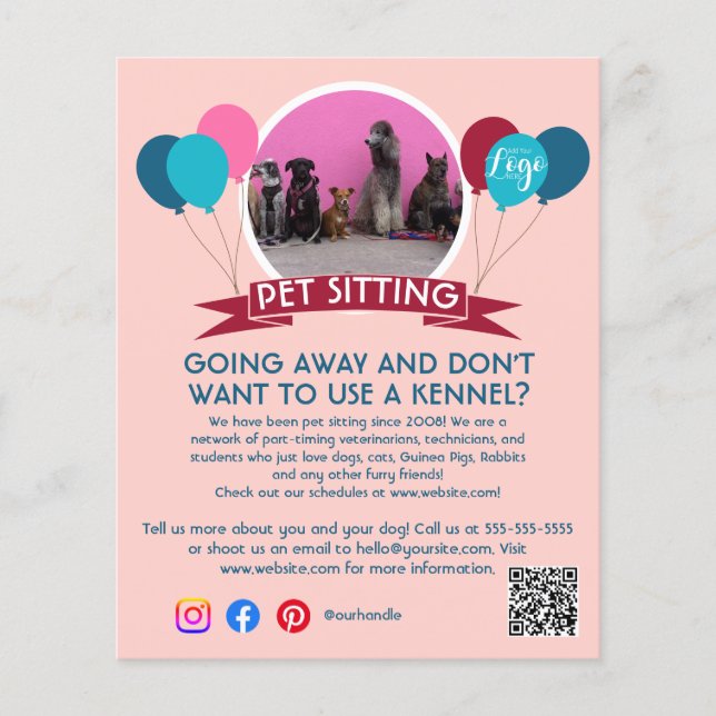 Flyer mascota del caminante del perro mascota de sentado (Frente)