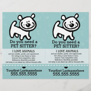 Flyer Mascota Sitter.Dog Sitter.2 para 1.Personalizable.