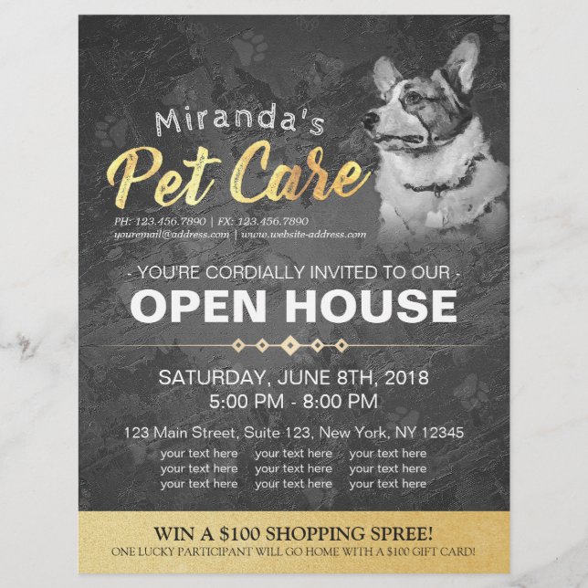 Flyer Mascota Tienda Casa abierta Pintura de aceite de p (Frente)