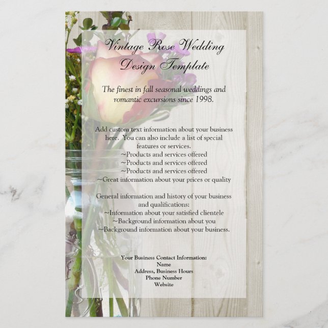 Flyer Mason Jar w/Rosa y Wildflowers (Frente)